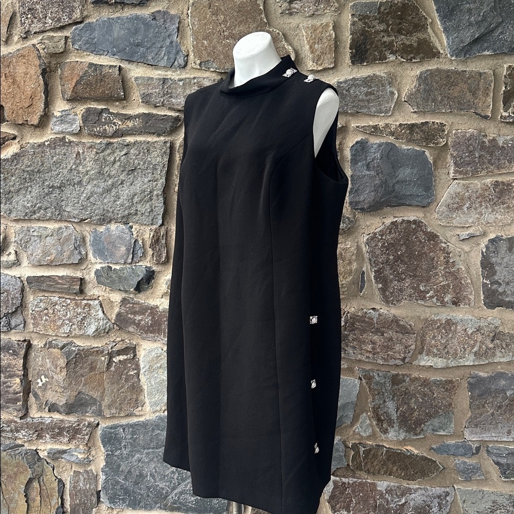 Rickie Freeman for Teri Jon Sleeveless Mock Neck Jeweled Dress in Black size 20W - Picture 3 of 7